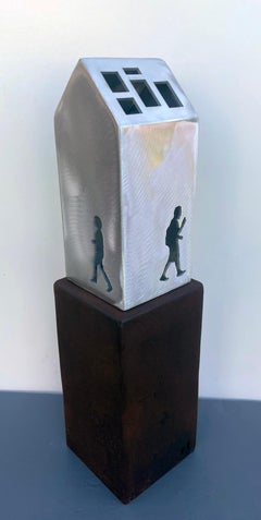 tabletop sculpture, indoor sculpture, metal, colorful, "Shelter - Grand Marais"