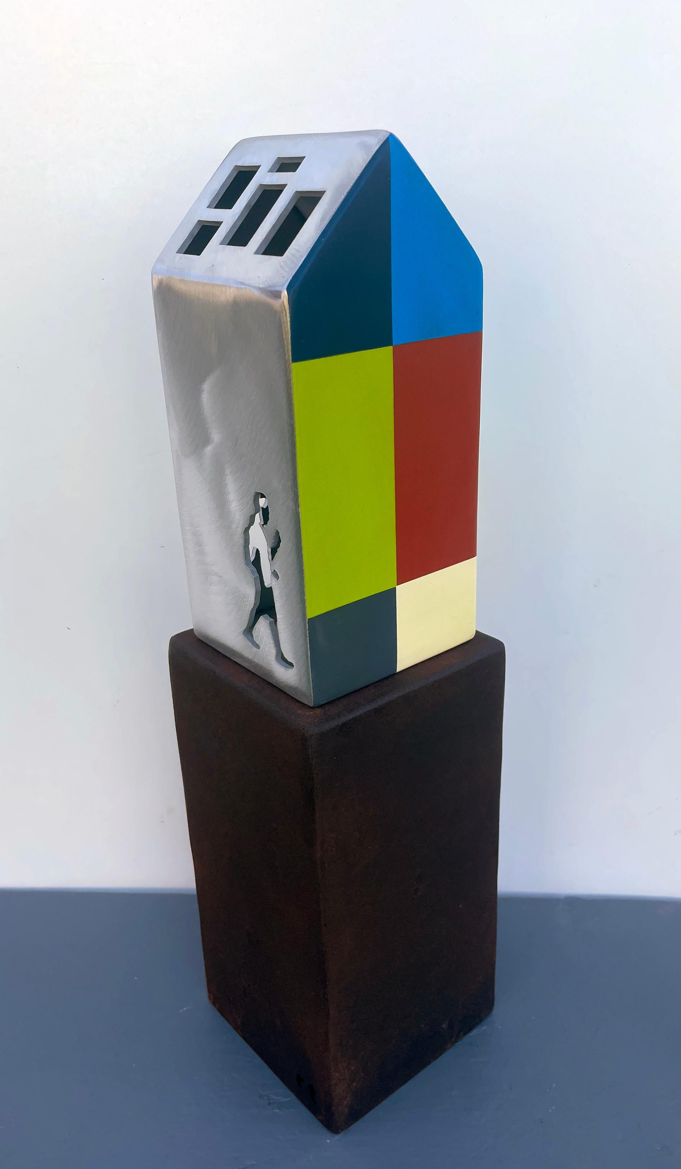 tabletop sculpture, indoor sculpture, metal, colorful, 
