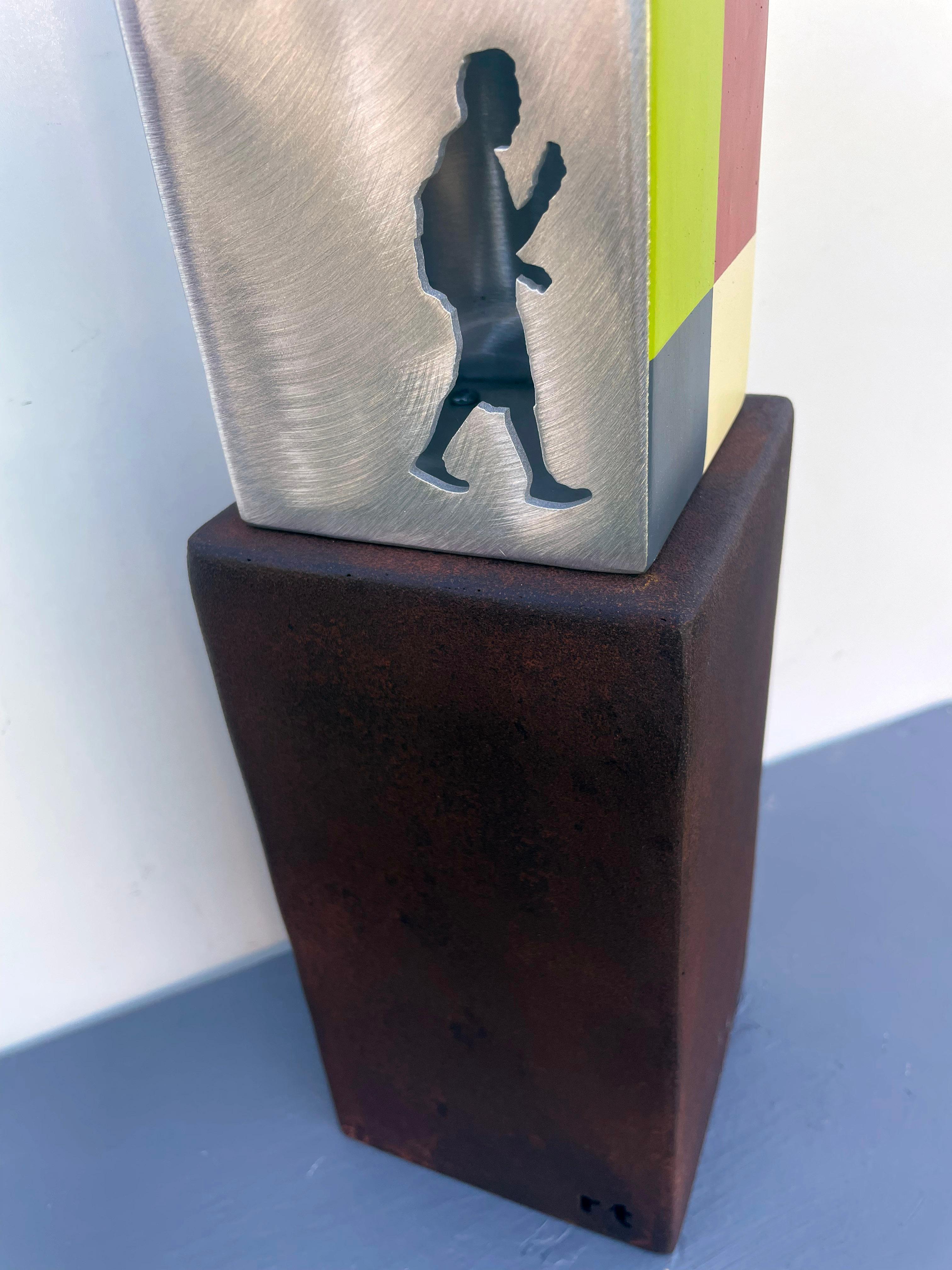 tabletop sculpture, indoor sculpture, metal, colorful, 