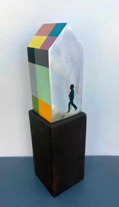 tabletop sculpture, indoor sculpture, metal, colorful, "Shelter - Grand Marais"