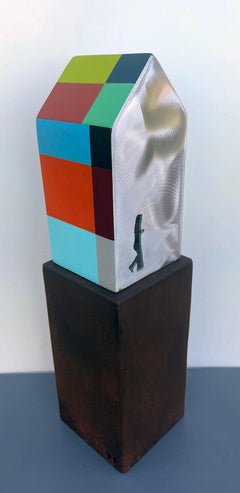 tabletop sculpture, indoor sculpture, metal, colorful, "Shelter - Renne"