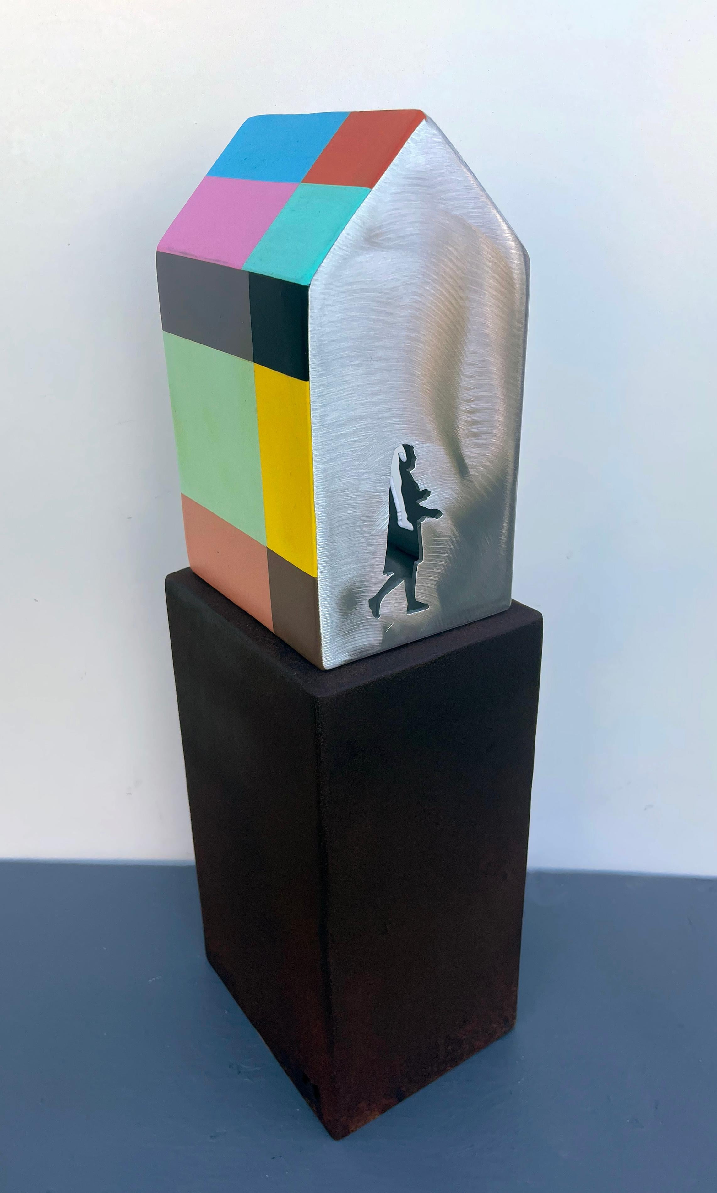 tabletop sculpture, indoor sculpture, metal, colorful, steel, "Shelter - Algoma"
