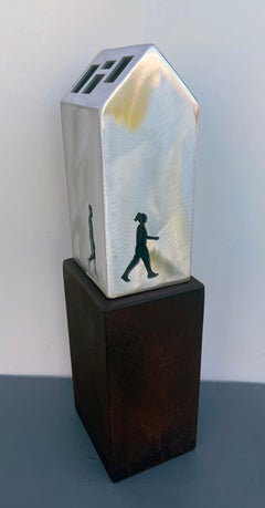 tabletop sculpture, indoor sculpture, metal, colorful, steel, "Shelter - Alpine"