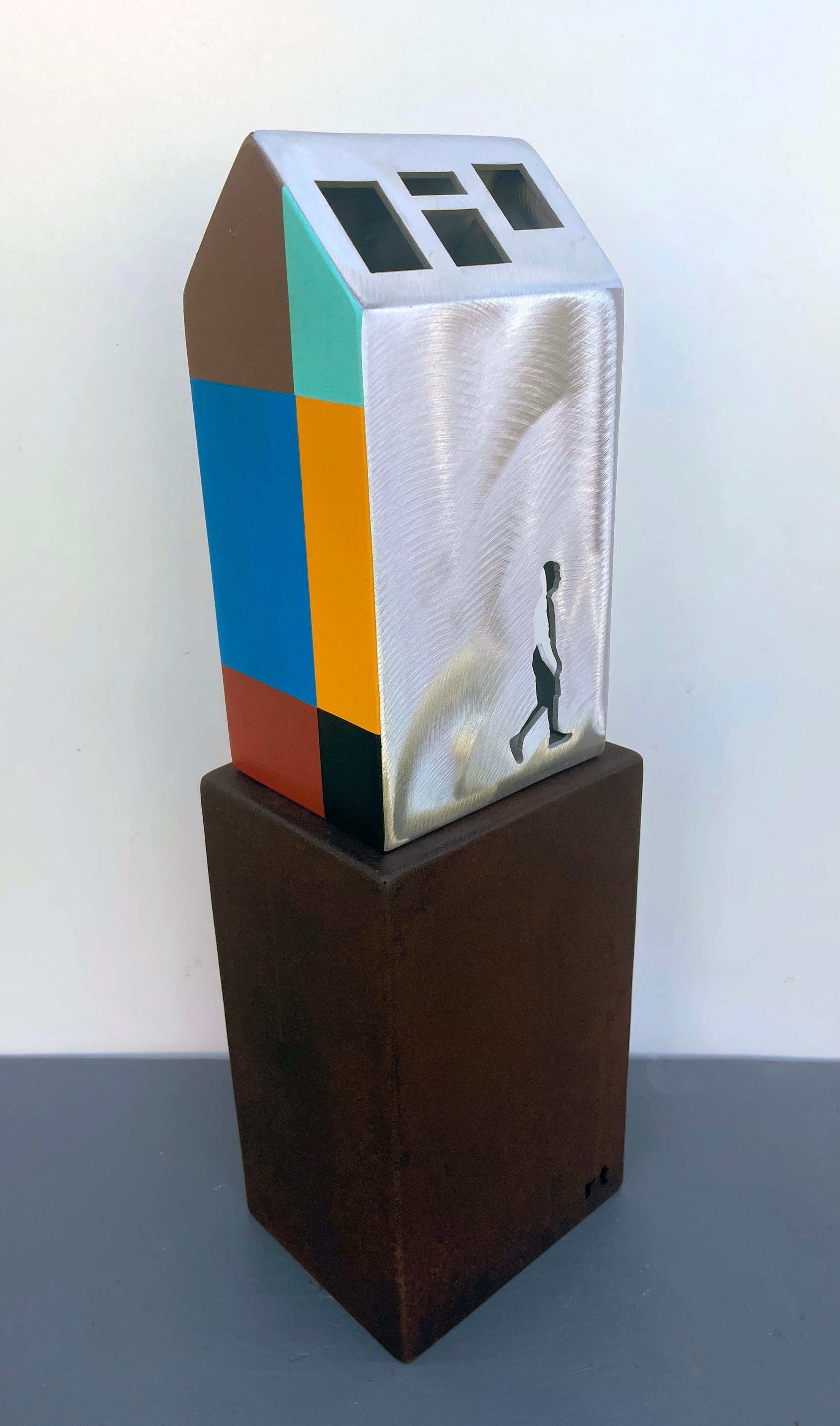 tabletop sculpture, indoor sculpture, metal, colorful, steel, "Shelter - Alpine"