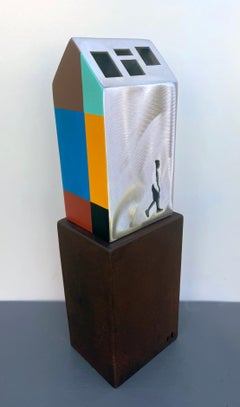 tabletop sculpture, indoor sculpture, metal, colorful, steel, "Shelter - Alpine"