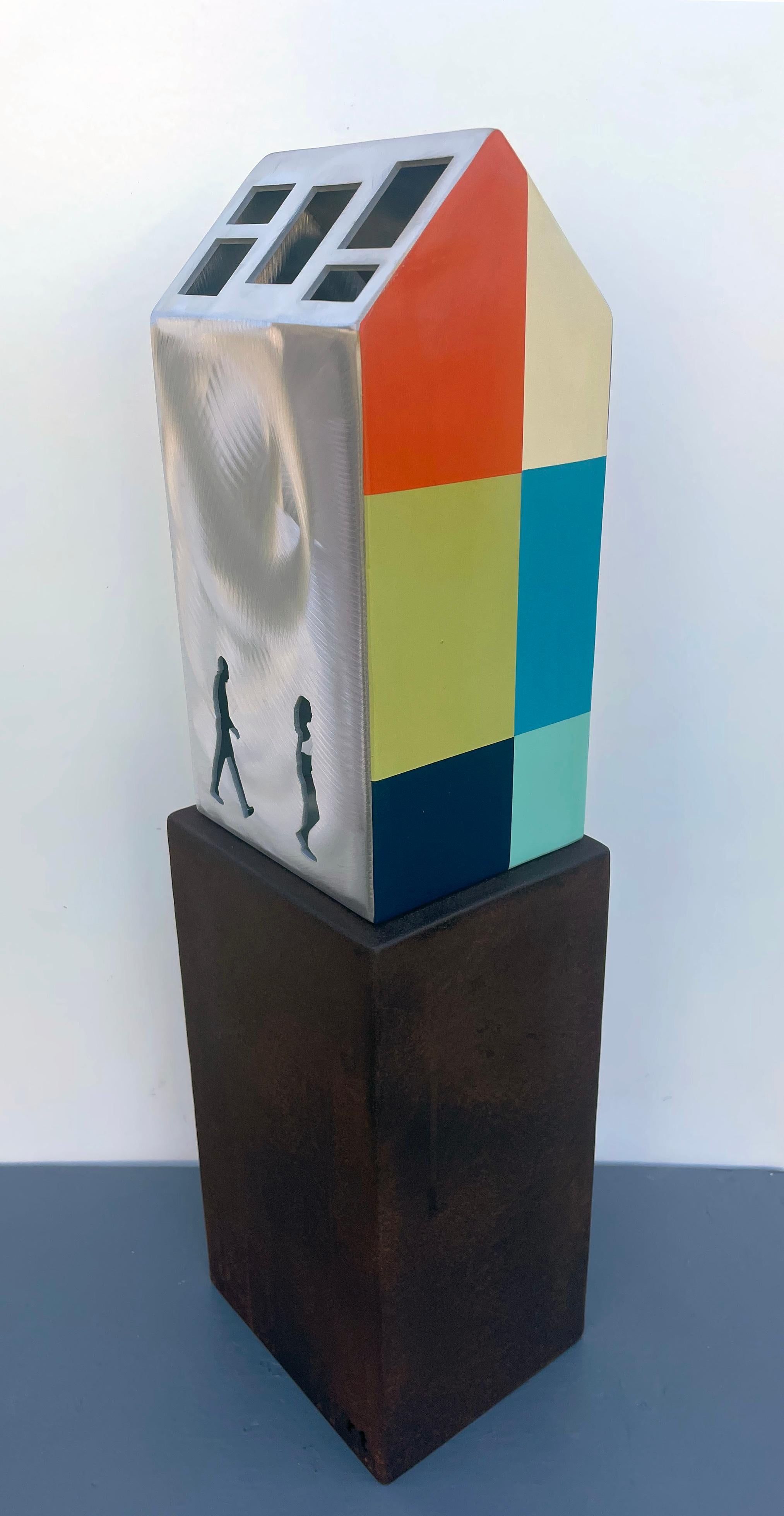 scultura da tavolo, scultura da interno, metallo, colorato, acciaio, 