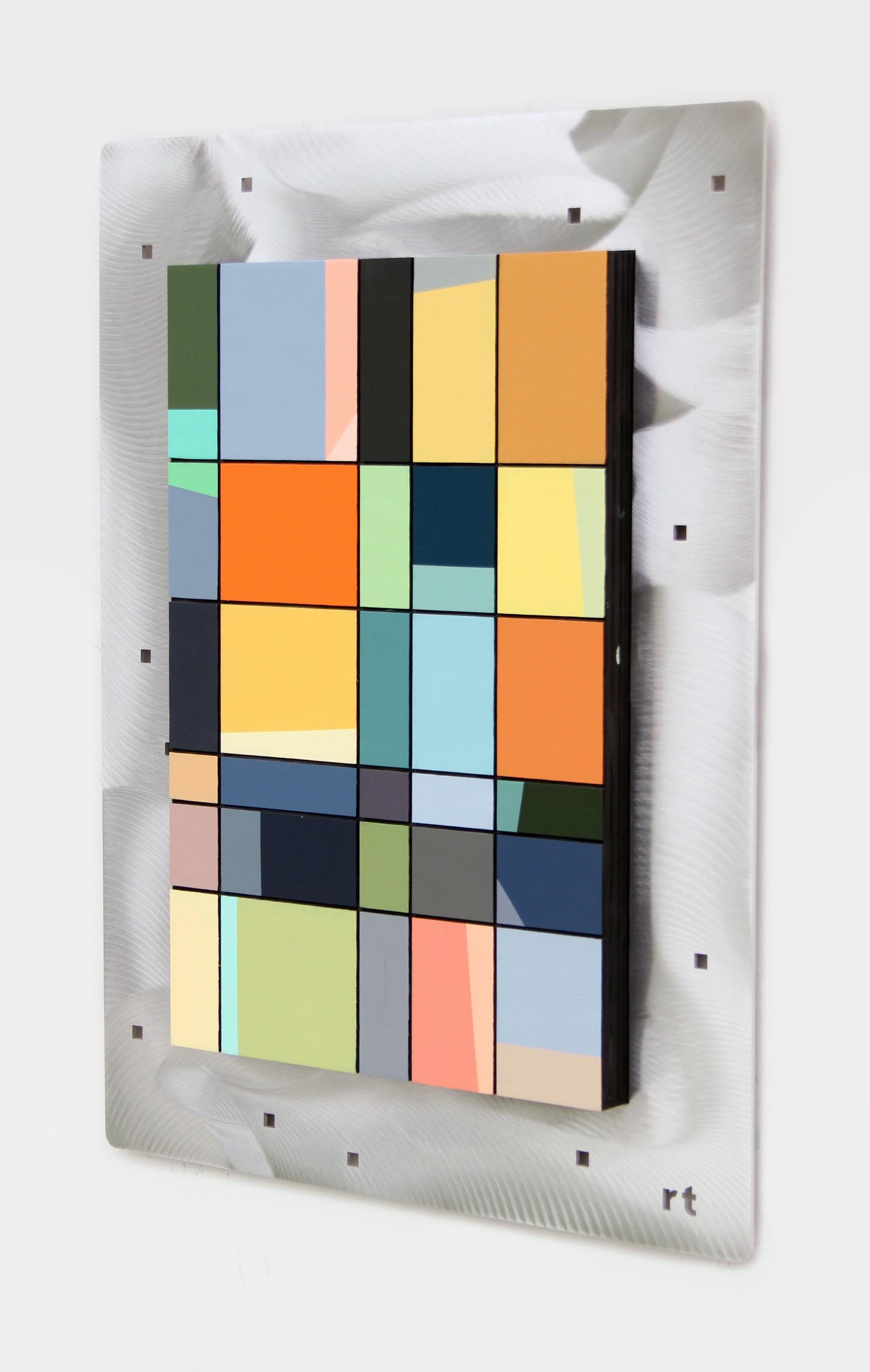 sculpture murale, sculpture abstraite, métal et bois, relief mural, 