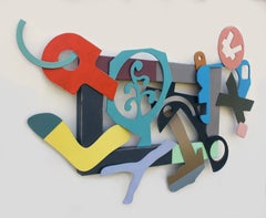 wall sculpture, indoor, metal sculpture, abstract sculpture, colorful "Window 7"