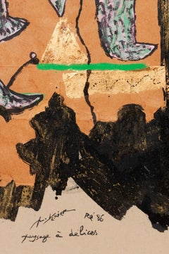 Richard Texier - “Paysages à Délices”, Mixed Media on Paper, Signed, Dated 1986