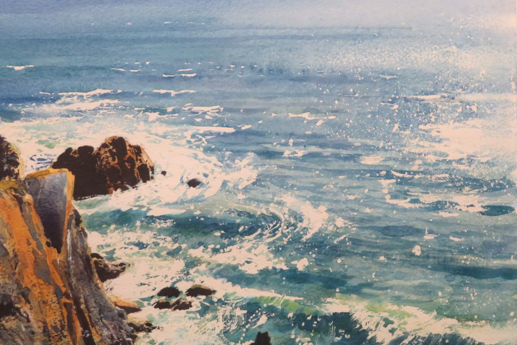 RICHARD THORN R.I. (1952-) Aquarelle originale fine Seascape Modern British - Painting de Richard thorn