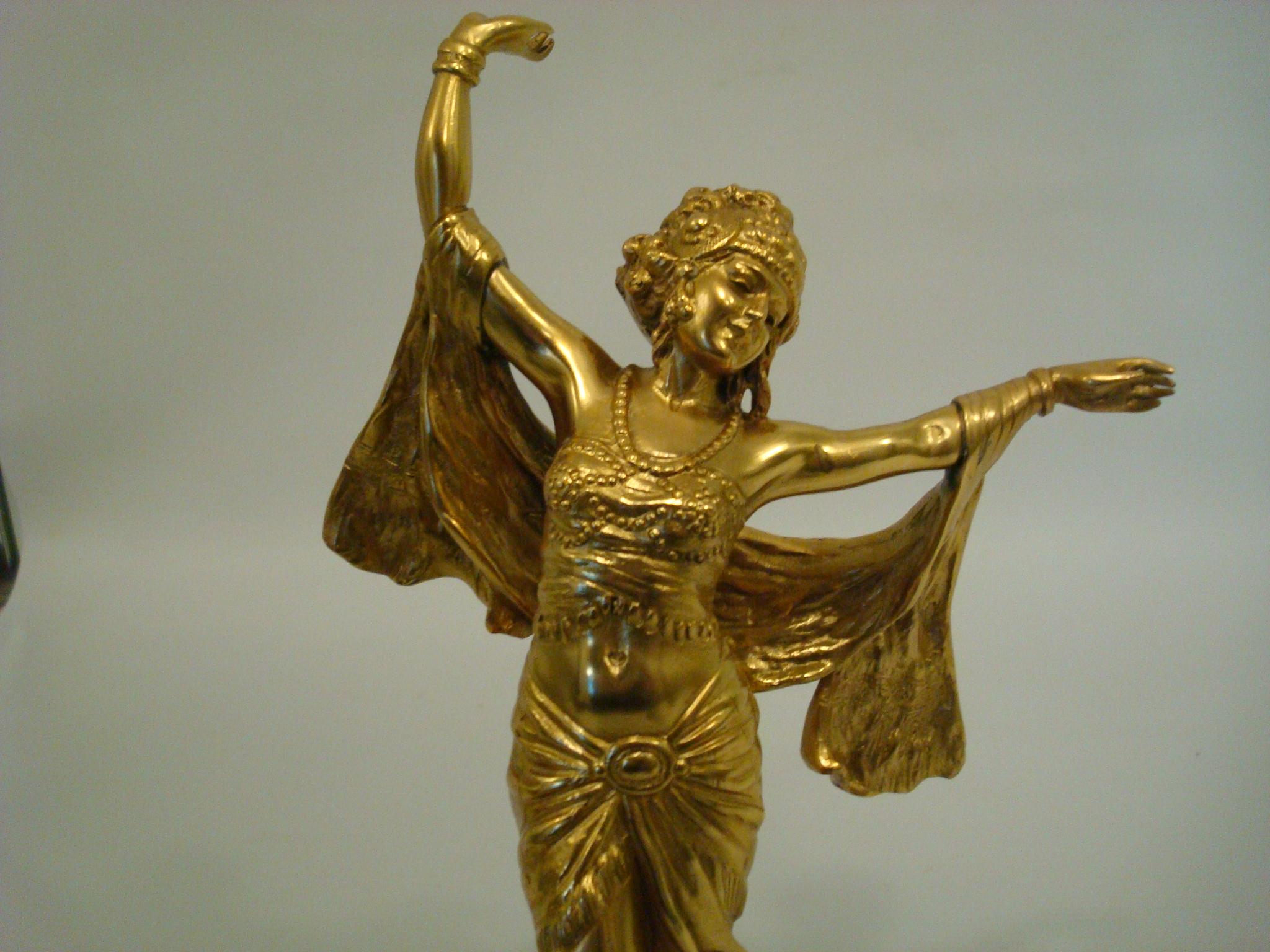 Richard Thuss Austrian Gilt Bronze Figure of an Oriental Woman Dancing For Sale 5
