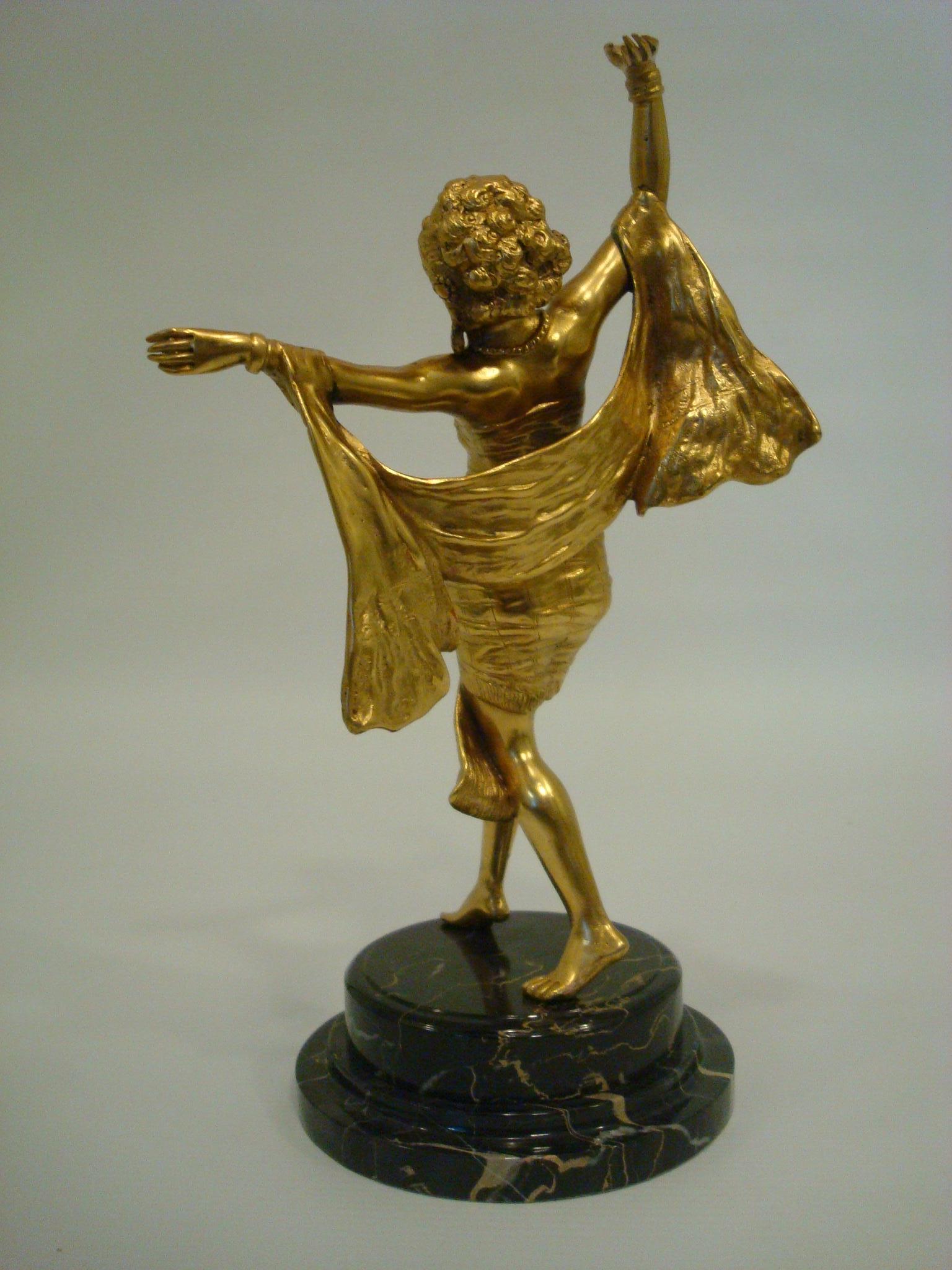 Richard Thuss Austrian Gilt Bronze Figure of an Oriental Woman Dancing For Sale 6