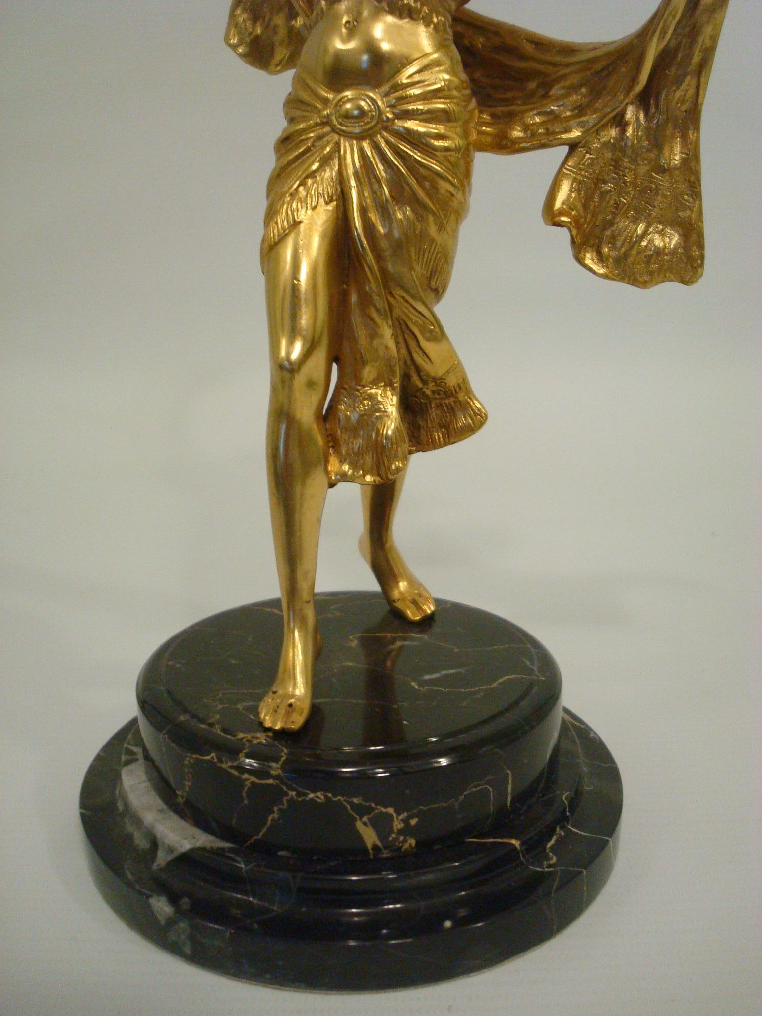 20th Century Richard Thuss Austrian Gilt Bronze Figure of an Oriental Woman Dancing For Sale