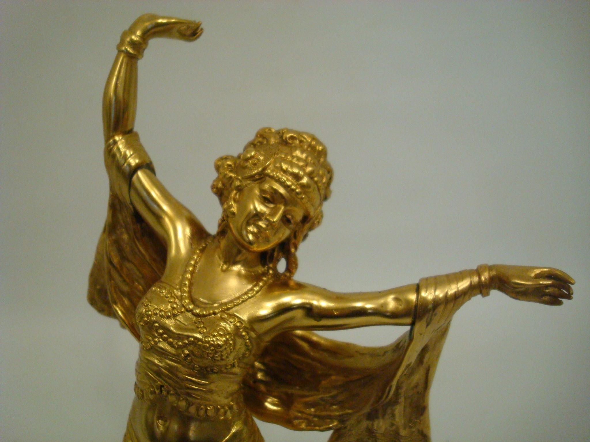 Richard Thuss Austrian Gilt Bronze Figure of an Oriental Woman Dancing For Sale 1