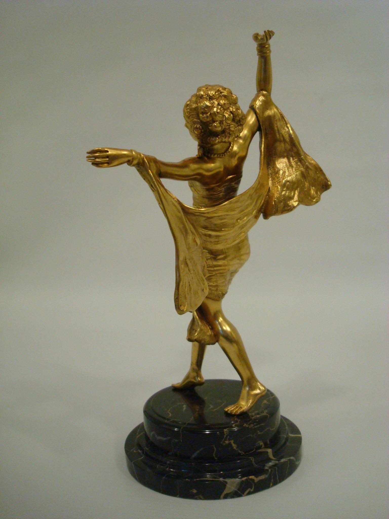 Richard Thuss Austrian Gilt Bronze Figure of an Oriental Woman Dancing For Sale 2