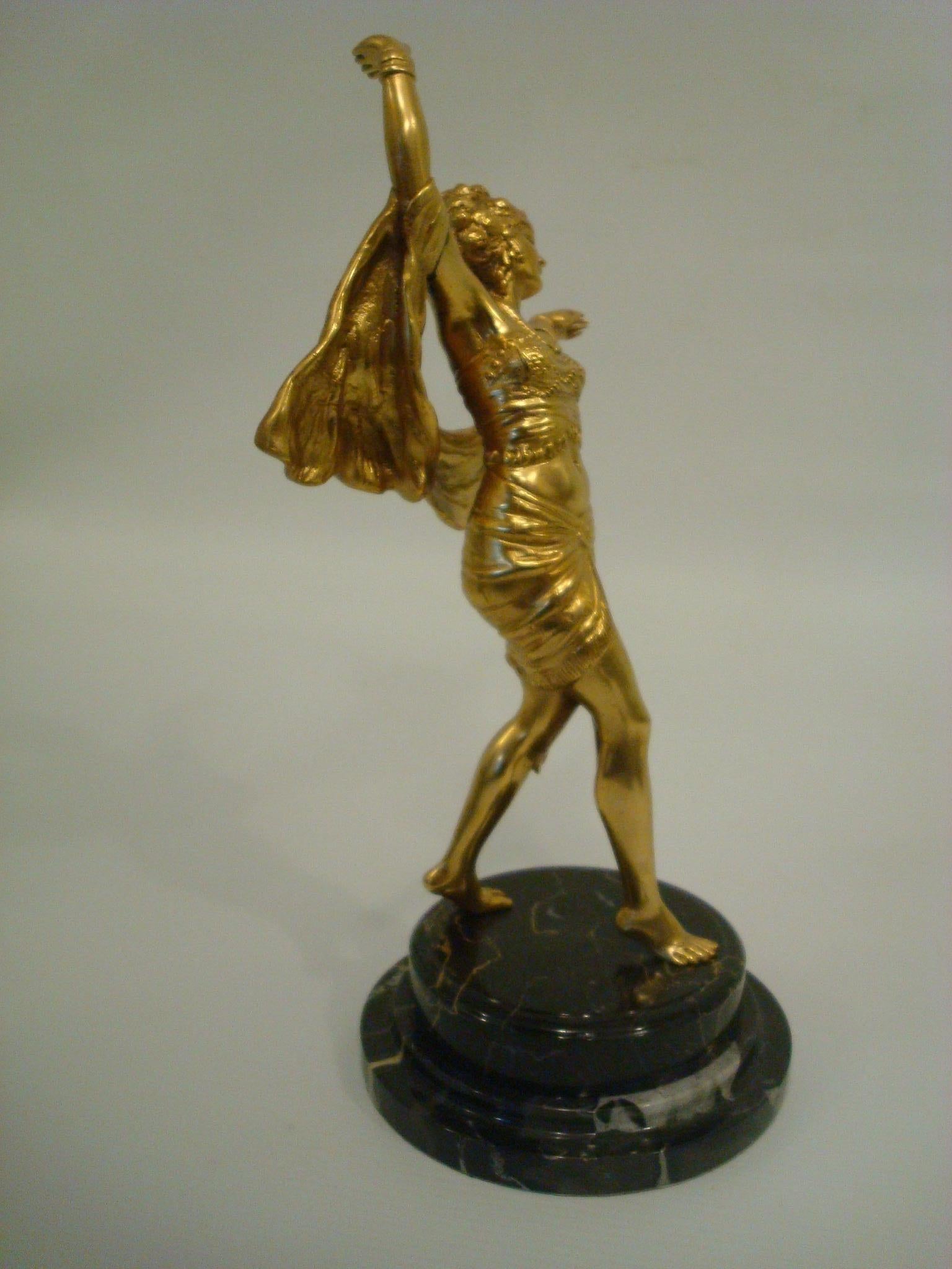 Richard Thuss Austrian Gilt Bronze Figure of an Oriental Woman Dancing For Sale 3