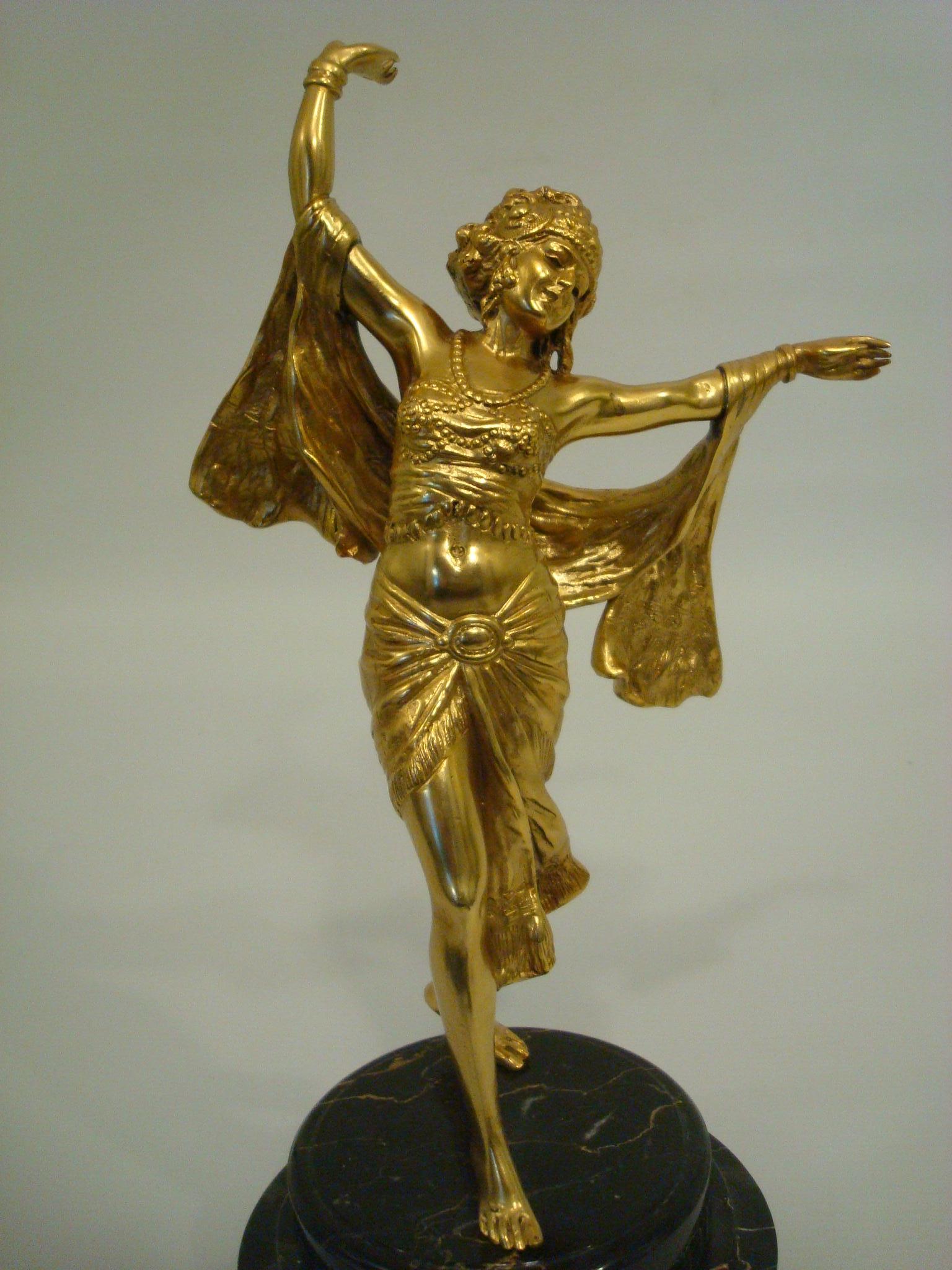 Richard Thuss Austrian Gilt Bronze Figure of an Oriental Woman Dancing For Sale 4