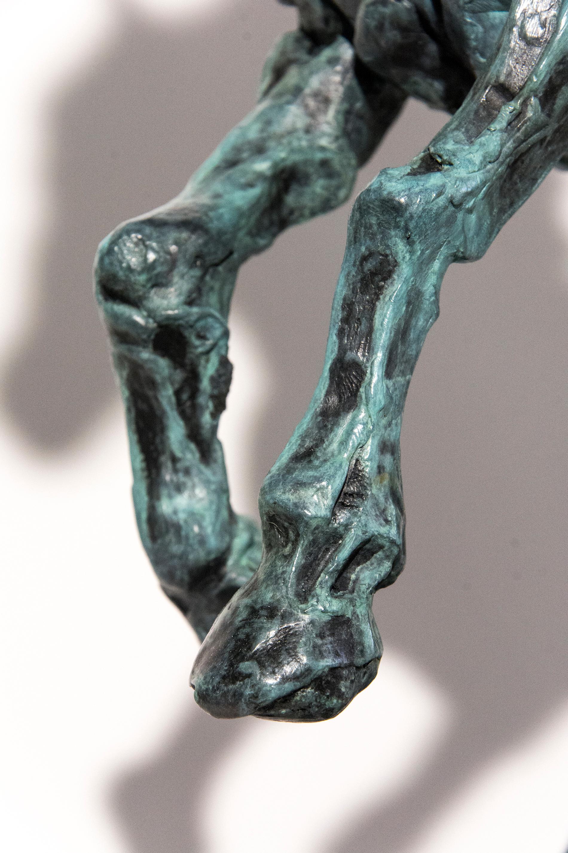 Friesian 3/12 - lively, movement, animal, horse, figurative, bronze statuette - Gold Figurative Sculpture by Richard Tosczak