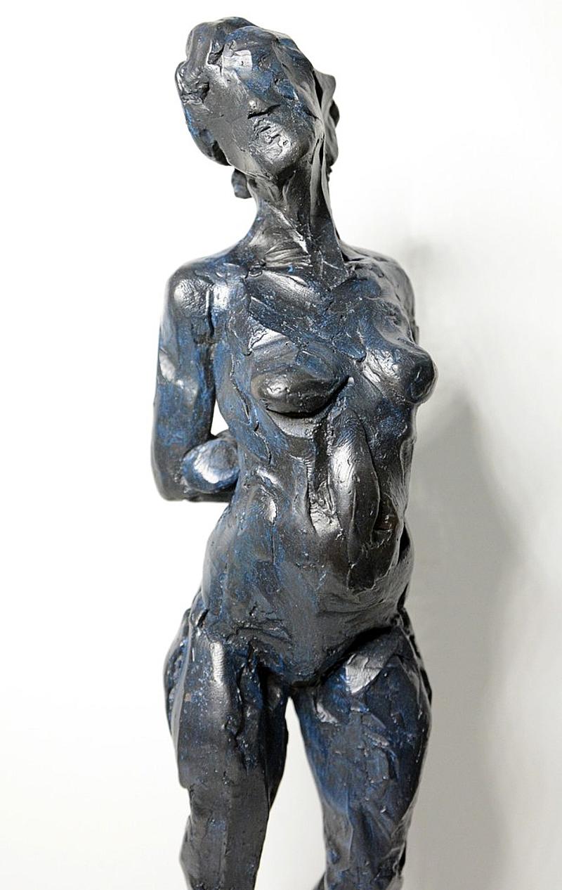 First Study 1/8 - emotive, nude, female, figurative, patina, bronze statuette - Sculpture by Richard Tosczak