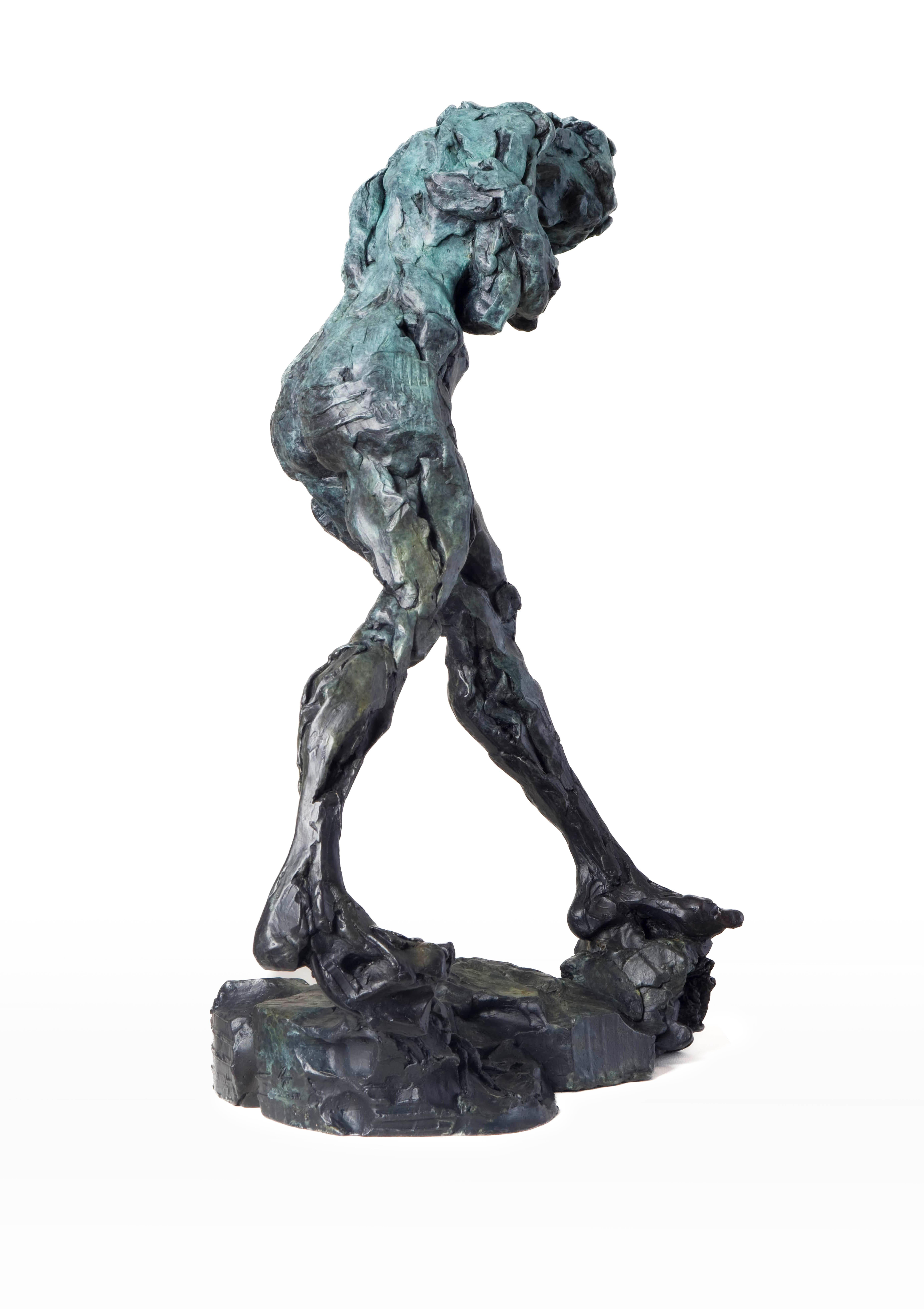 Spirit of Gravity  - emotive, nude, female, figurative, bronze statuette - Sculpture by Richard Tosczak