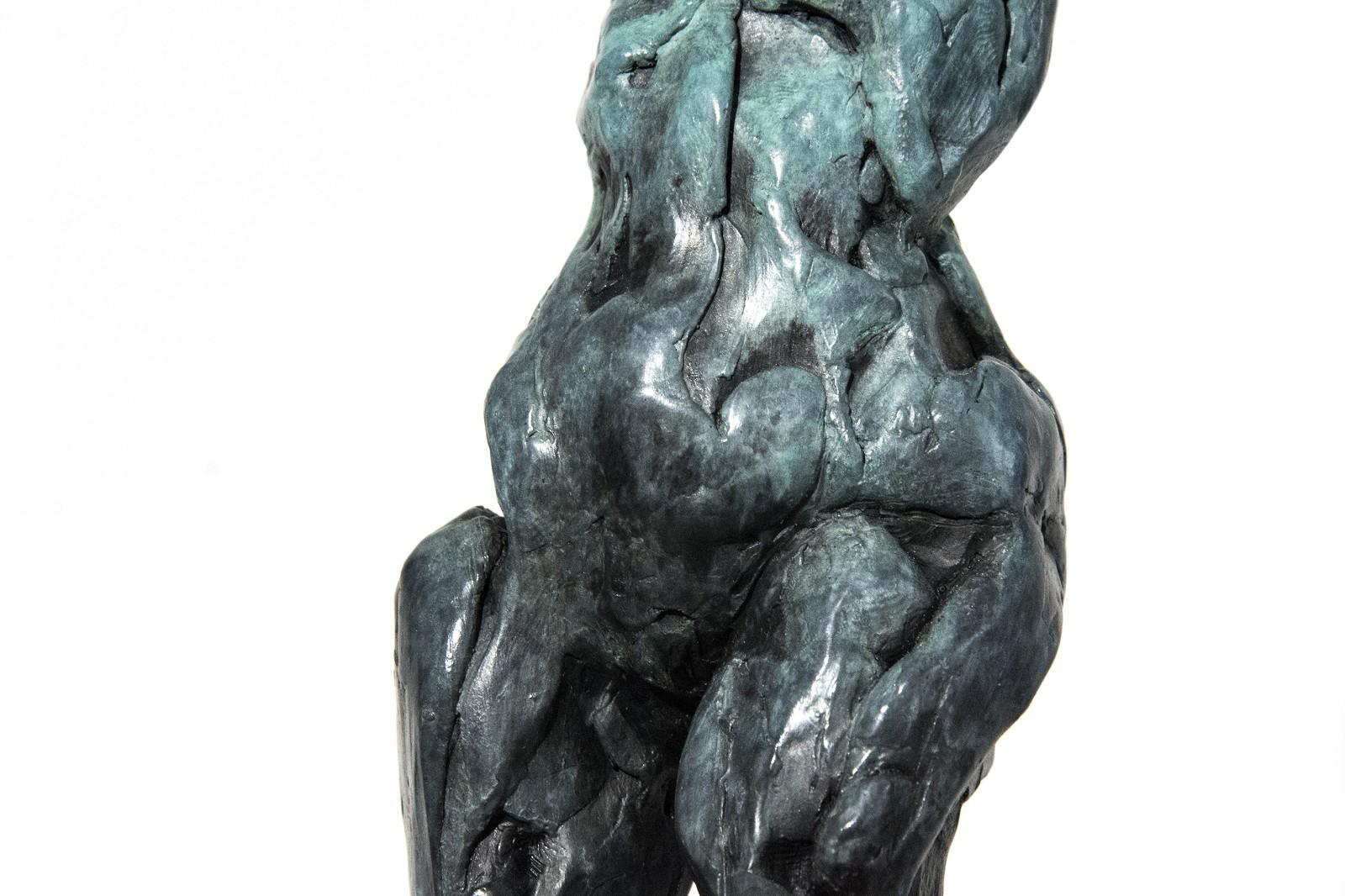 The Pleiades-Asterope 3/8 - emotive, nude, female, figurative, bronze statuette - Gold Figurative Sculpture by Richard Tosczak
