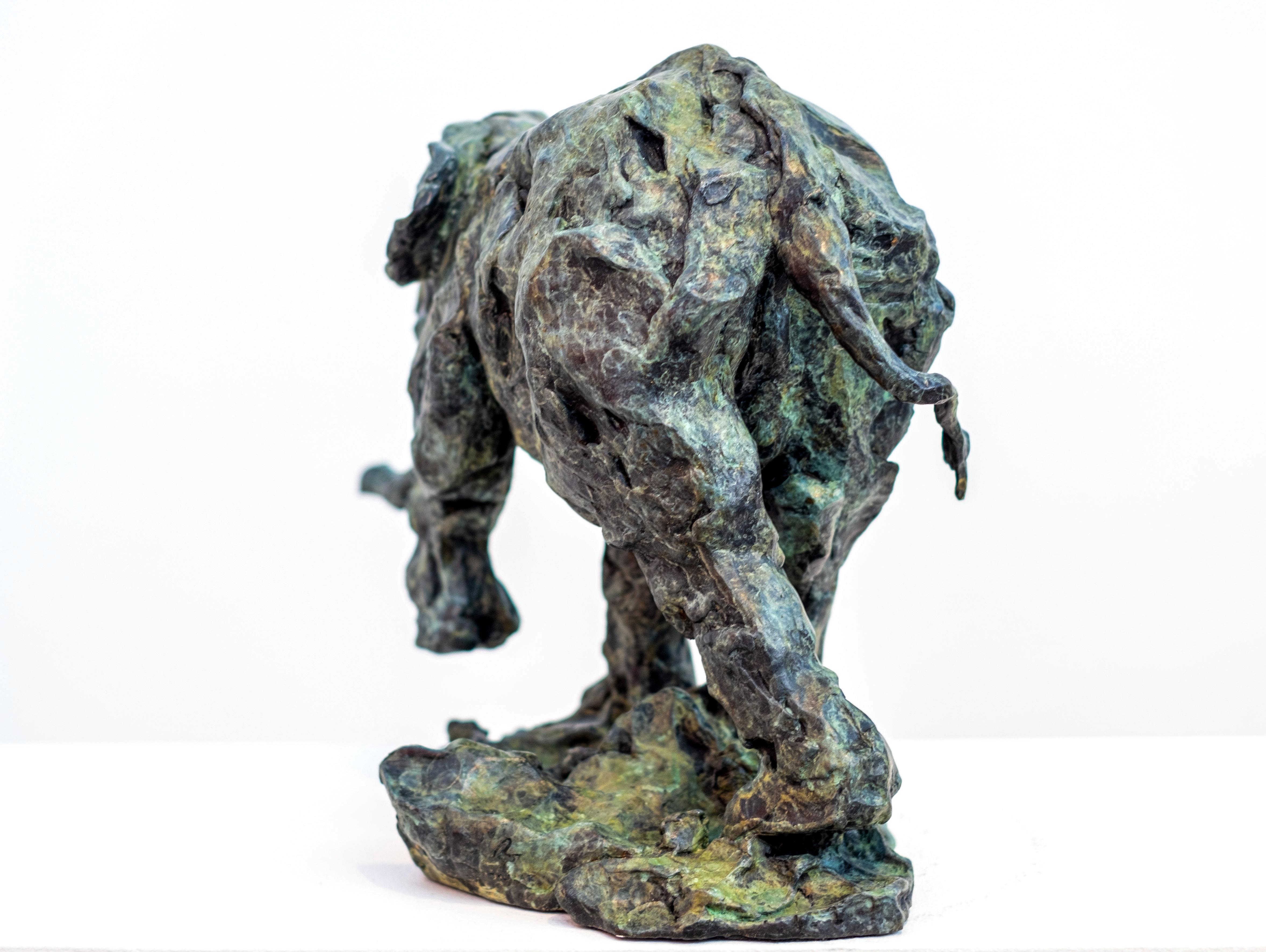  Elephant Dream - chasing tigers 3/8 - bronze table-top sculpture For Sale 1