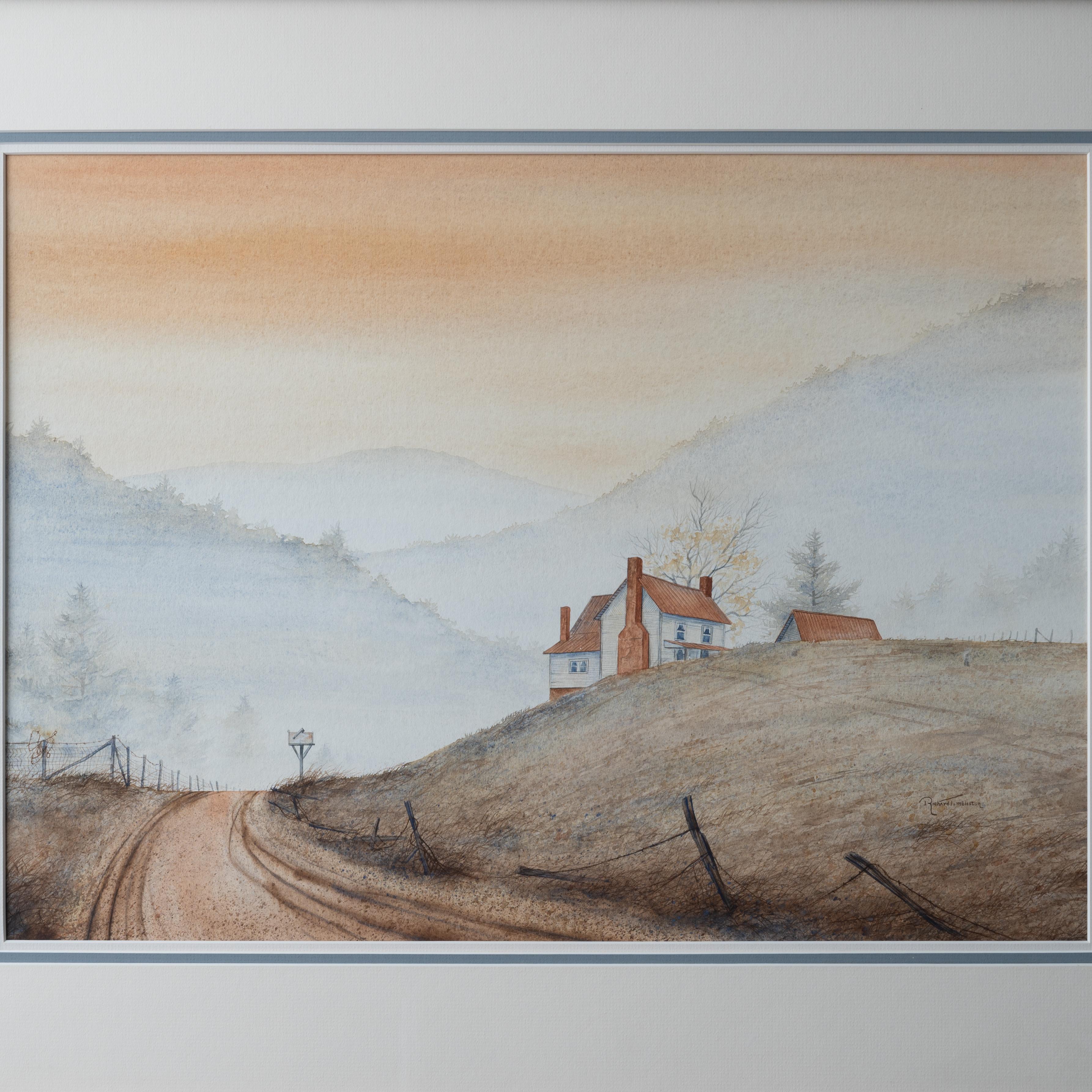 American Richard Tumbleston - Mountain Road Watercolor Painting For Sale
