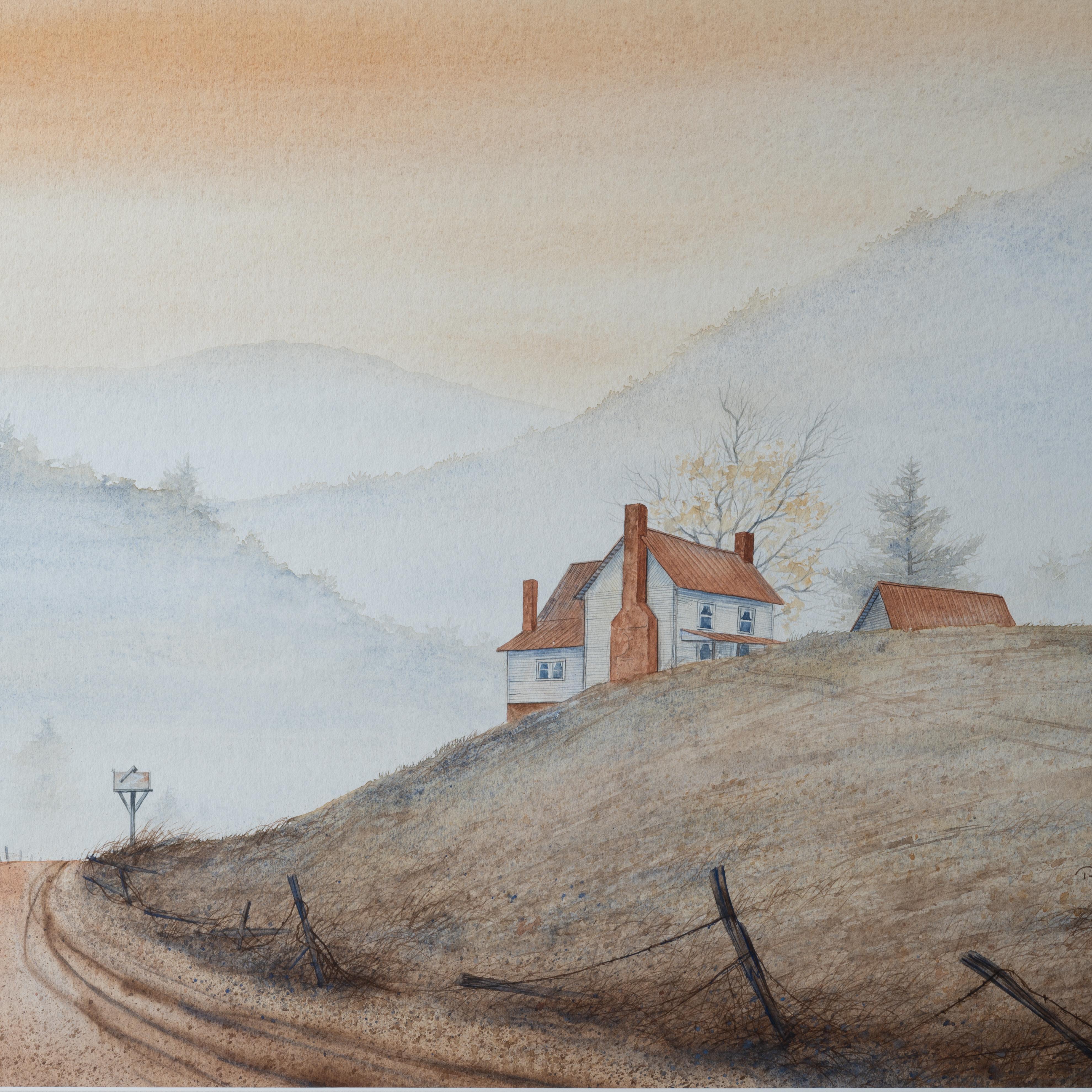 Richard Tumbleston - Mountain Road Watercolor Painting In Good Condition For Sale In Savannah, GA