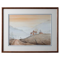 Vintage Richard Tumbleston - Mountain Road Watercolor Painting