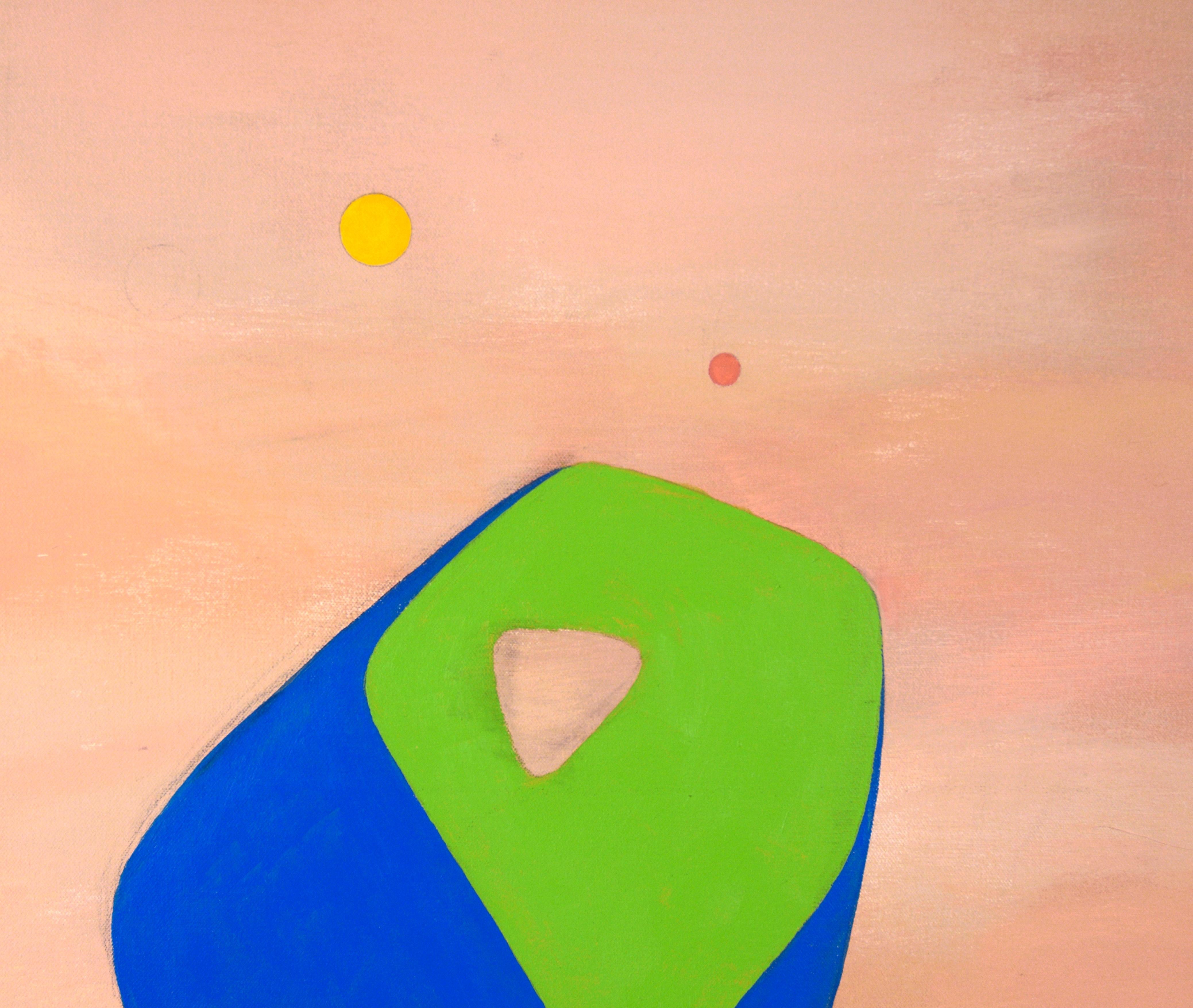 Colors flottants - Composition géométrique abstraite à l'huile sur toile - Géométrique abstrait Painting par Richard Turtletaub