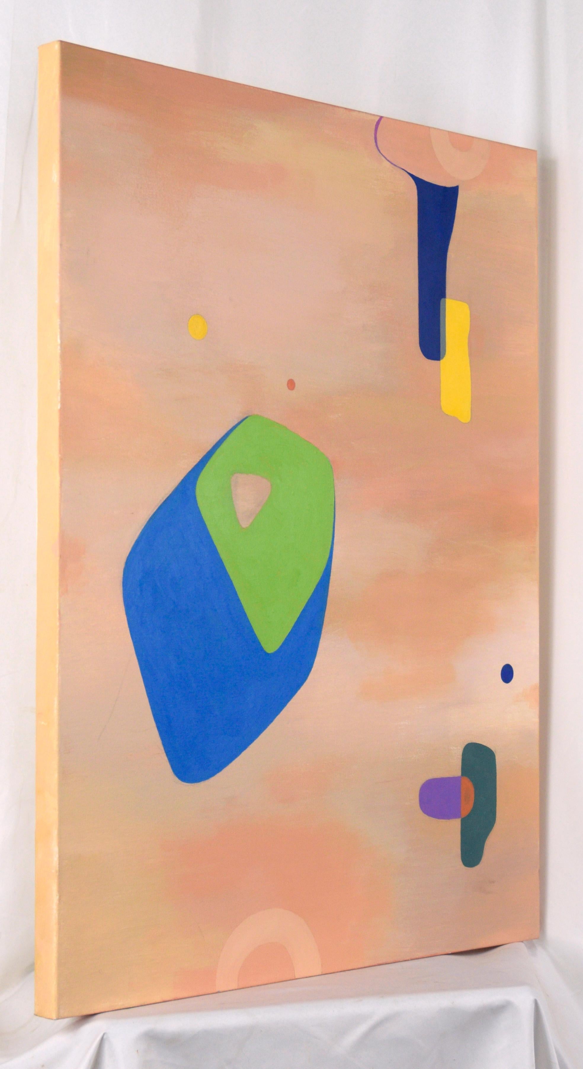 Colors flottants - Composition géométrique abstraite à l'huile sur toile en vente 2
