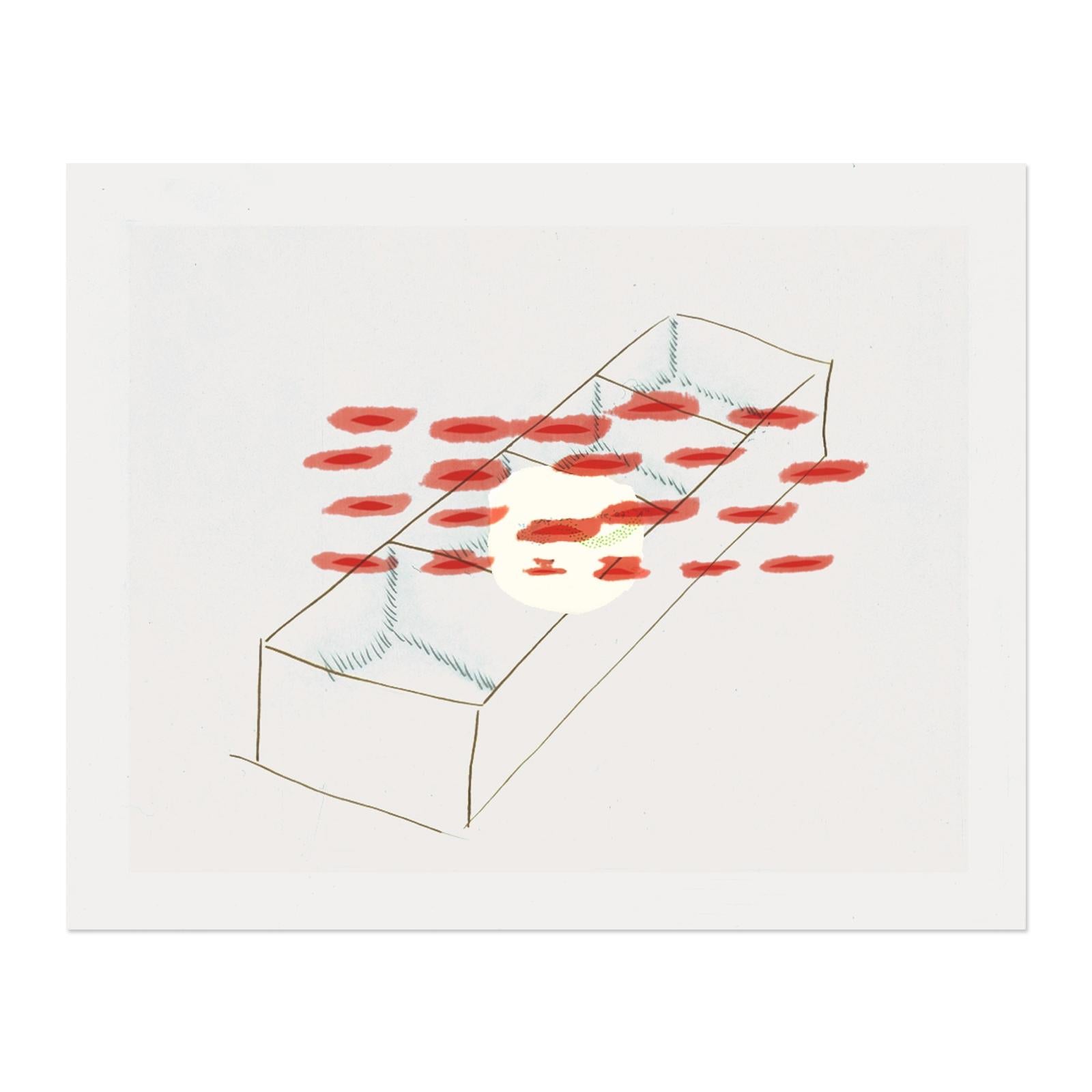 Richard Tuttle (American, born 1941)
Homesick as a Nail, 1998
Medium: Set of 1 drypoint etching on wove paper and 1 silkscreen, printed in five colors on acetate on both sides, with hand-colored additions
Dimensions: each 40 x 50 cm (15¾ x