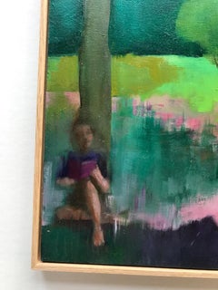 Tardo pomeriggio, quadro originale, contemporaneo, paesaggio, giardino