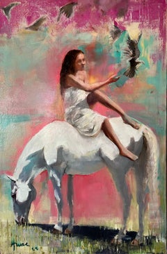 Uccelli notturni, quadro originale, contemporaneo, figurativo