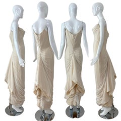 RICHARD TYLER 2000 Vintage Ivory Silk Wedding Dress Bridal Gown Train + Bustle