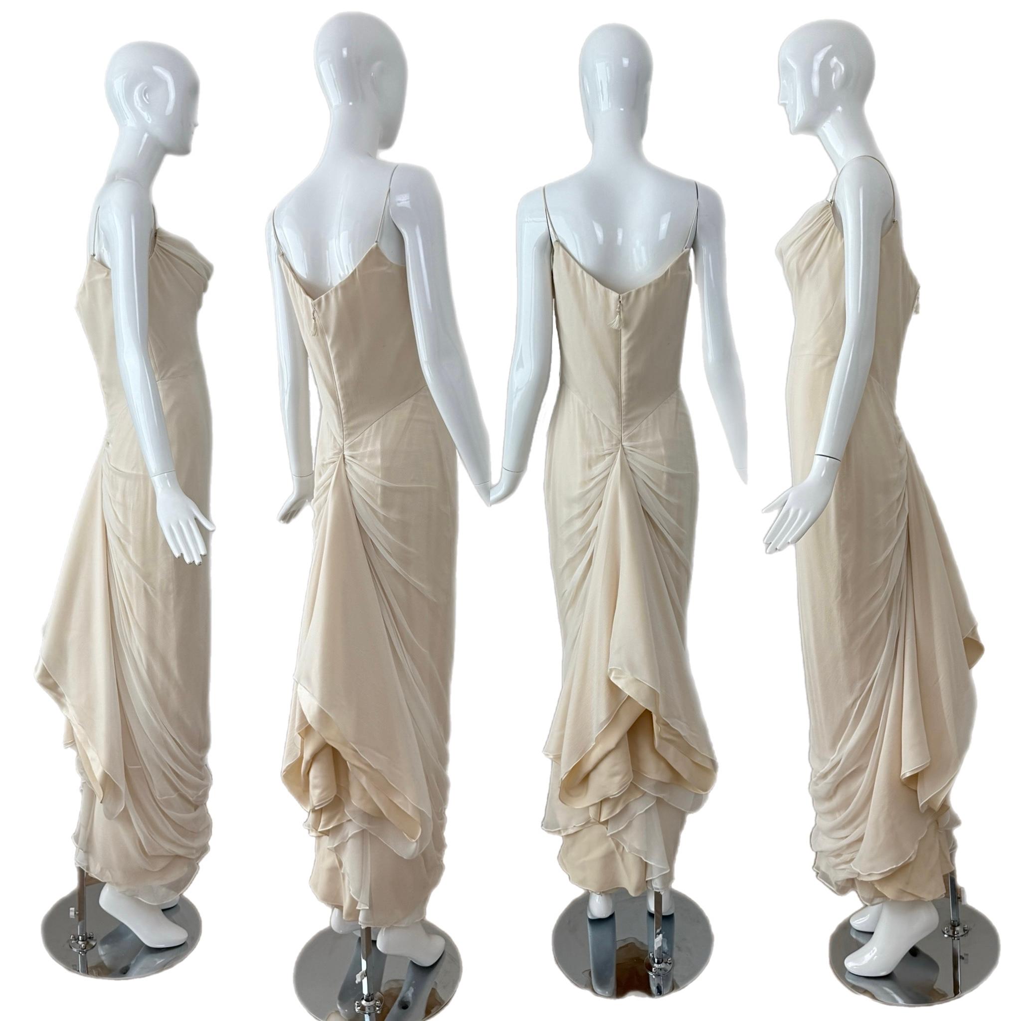 RICHARD TYLER 2000 Vintage Ivory Silk Wedding Dress Bridal Gown Train ...