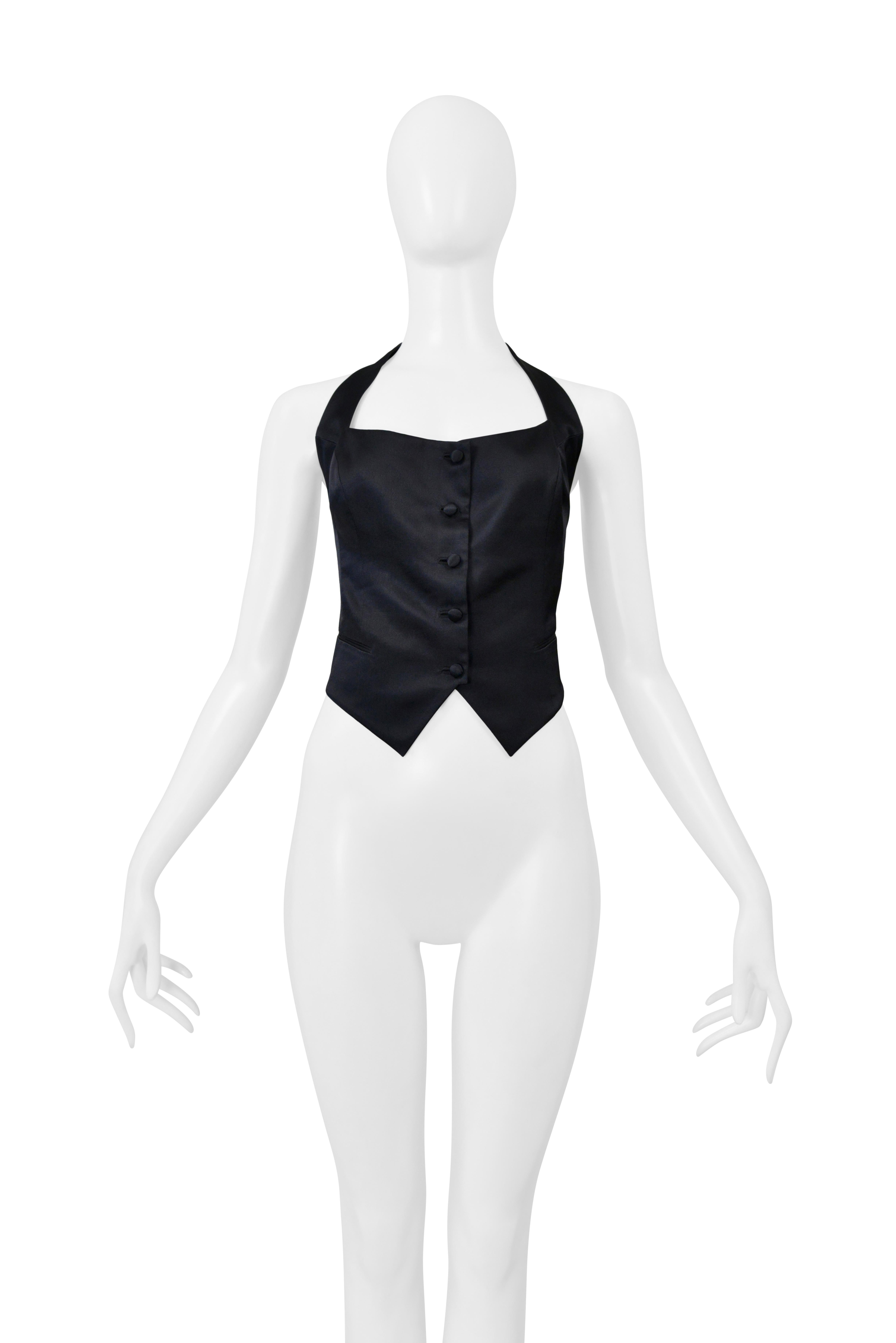 Nero A. Richard Tyler - Top in raso nero con scollo a balestra in vendita