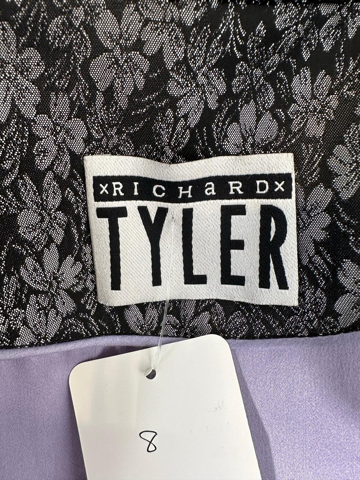 Maßgeschneiderte einreihige Jacke von Richard Tyler aus schwarzem und silbernem Brokat 1990er Jahre im Angebot 8