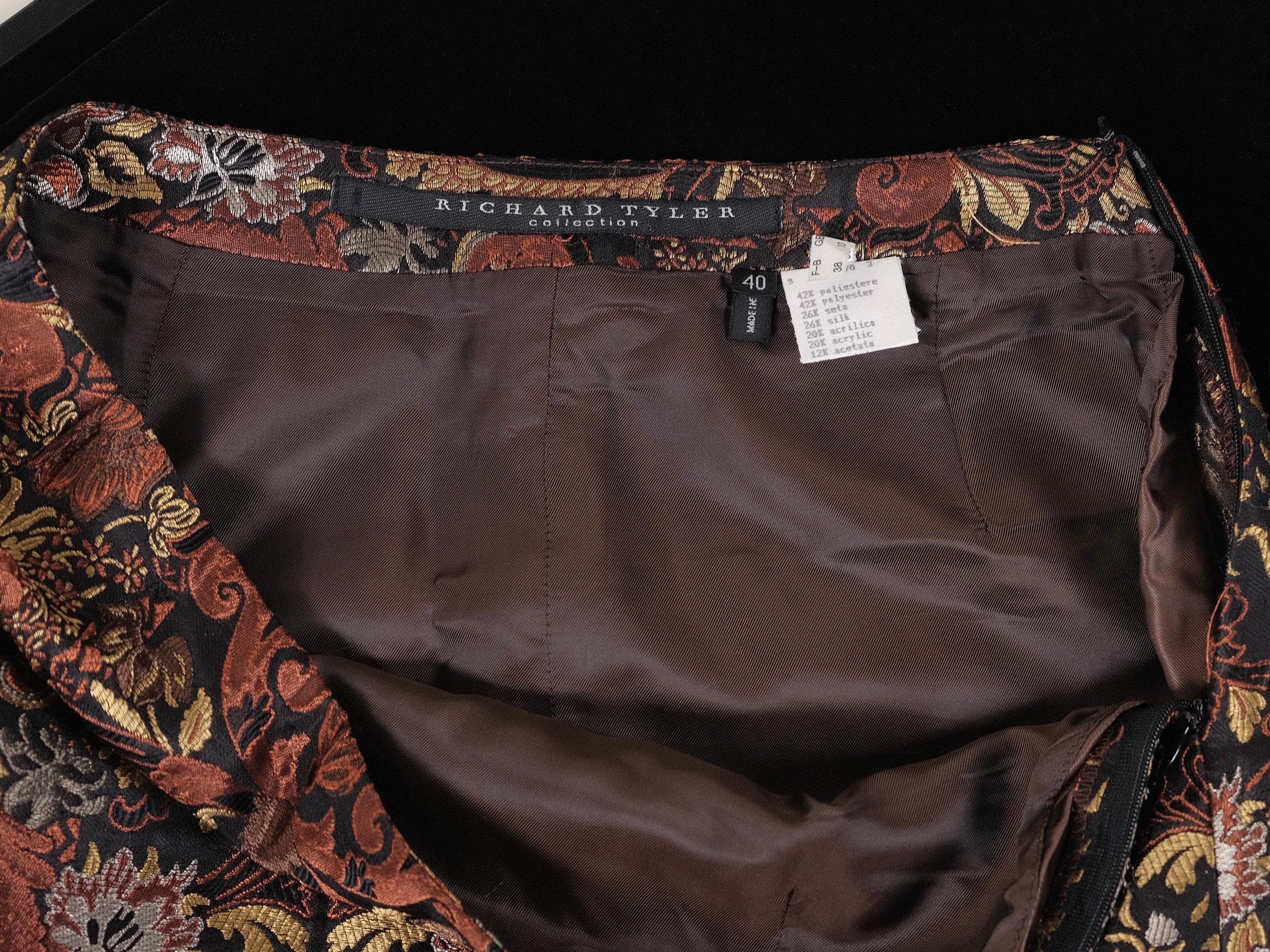 Richard Tyler Brocade Jacquard Metallic Skirt IT40 1990's XS/S For Sale 6