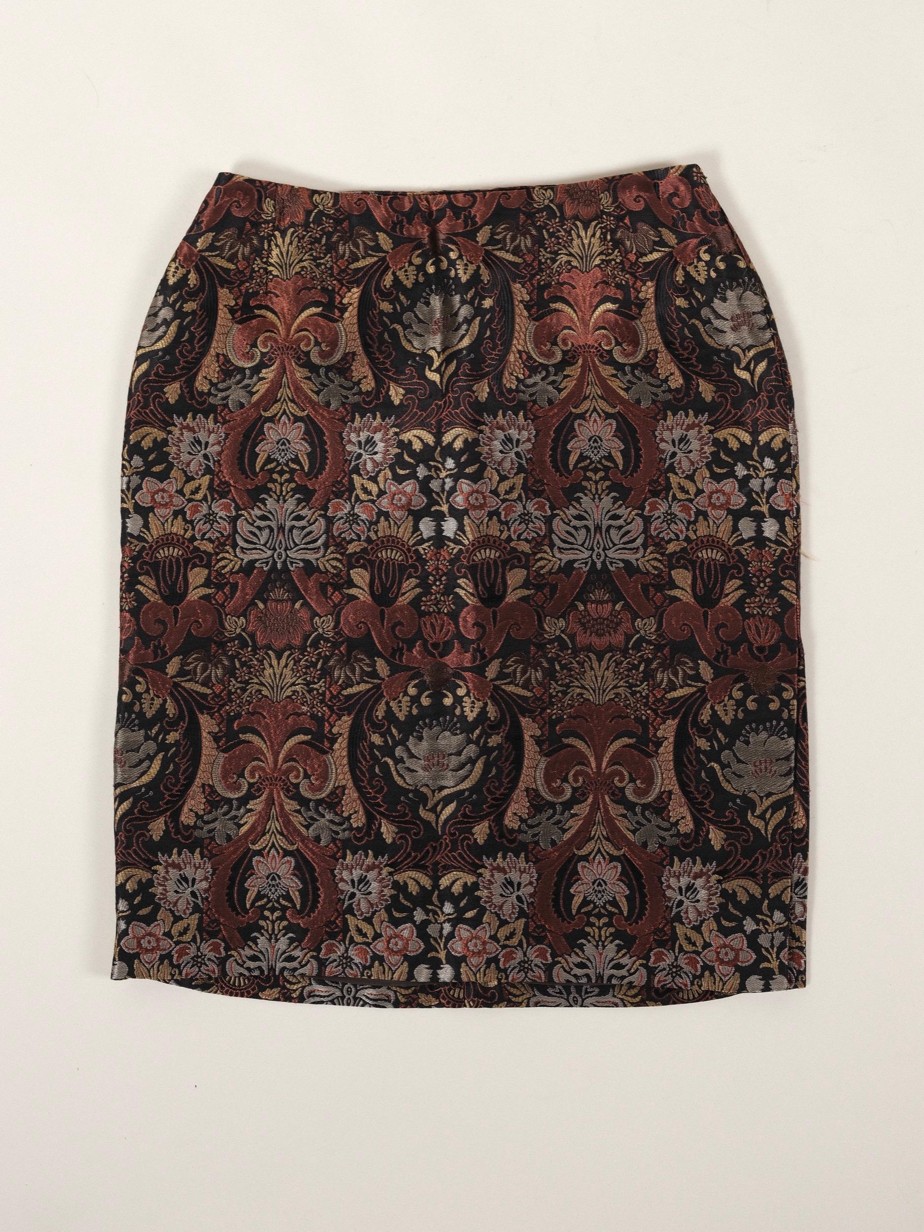 Richard Tyler Brocade Jacquard Metallic Skirt IT40 1990's XS/S For Sale 10