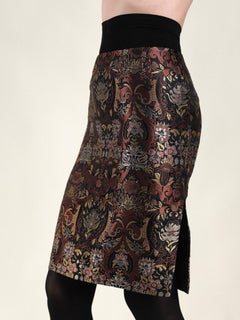 Richard Tyler Brocade Jacquard Metallic Skirt IT40 1990's XS/S