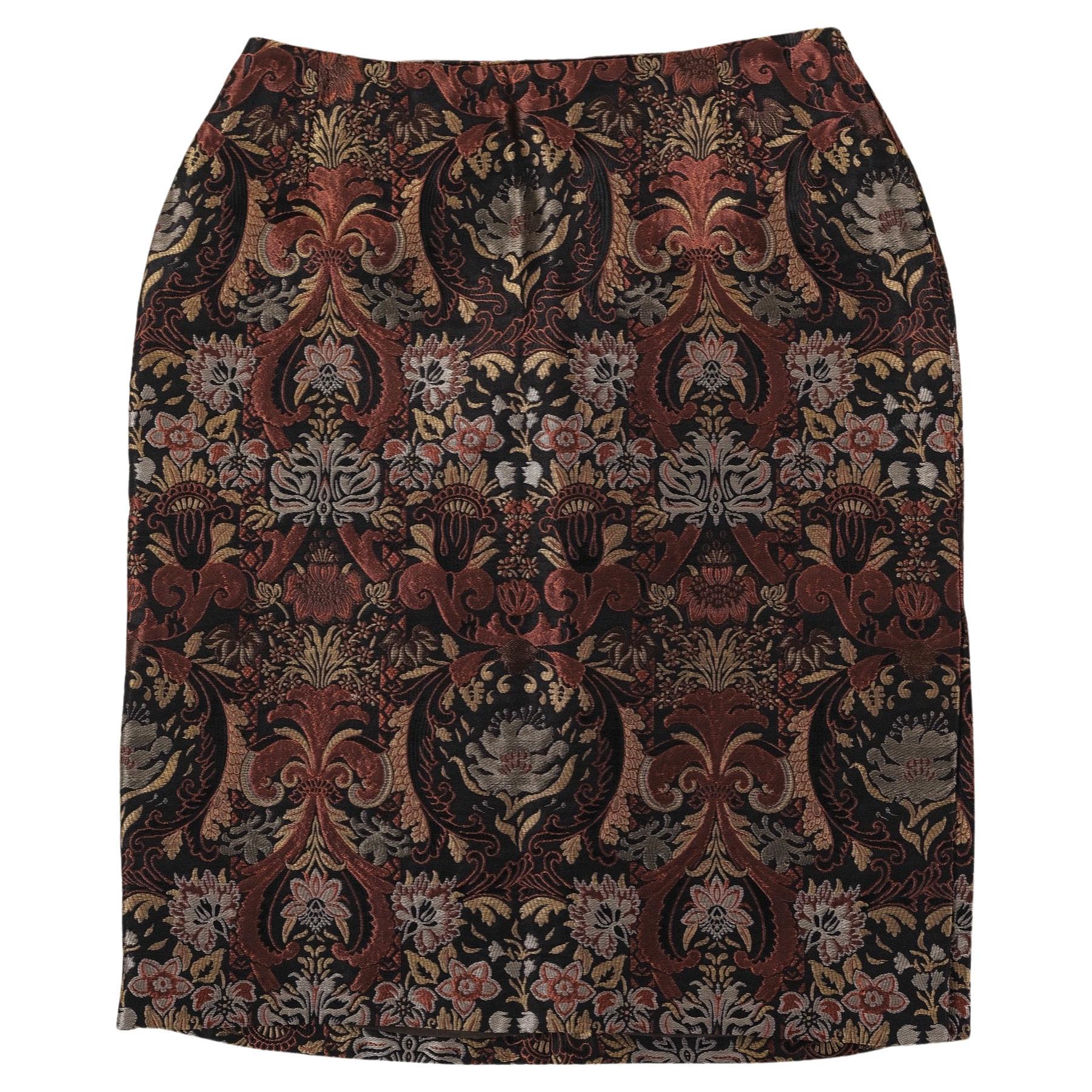 Richard Tyler Brocade Jacquard Metallic Skirt IT40 1990's XS/S For Sale