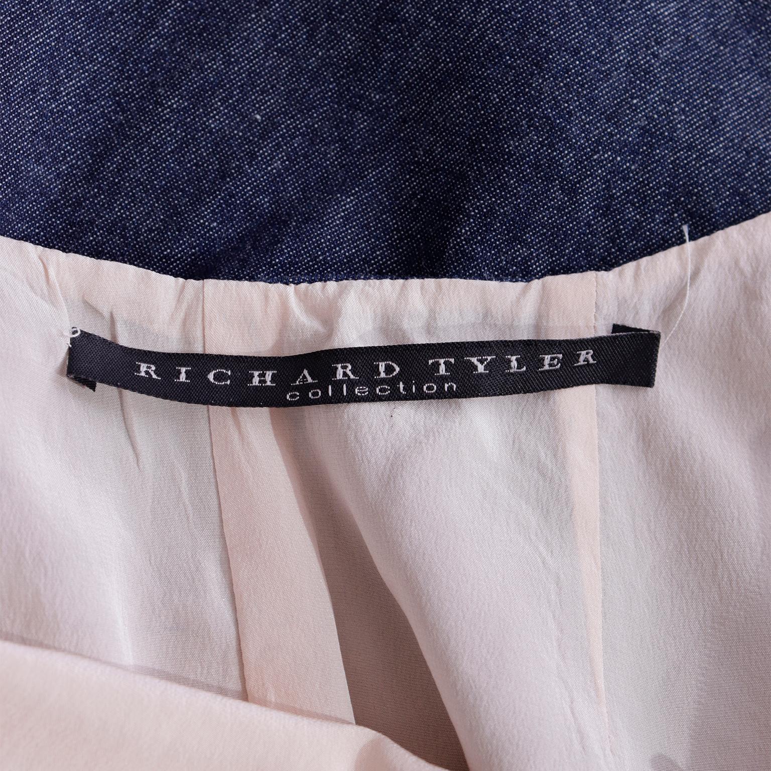 Richard Tyler Collection Vintage Blue Denim Wrap Dress With Open Back 3