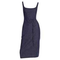 Richard Tyler Collection Vintage Blue Denim Wrap Dress With Open Back