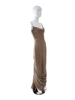 RICHARD TYLER COUTURE '00 Vintage Silk Boned Gown w. Bustle & Shawl