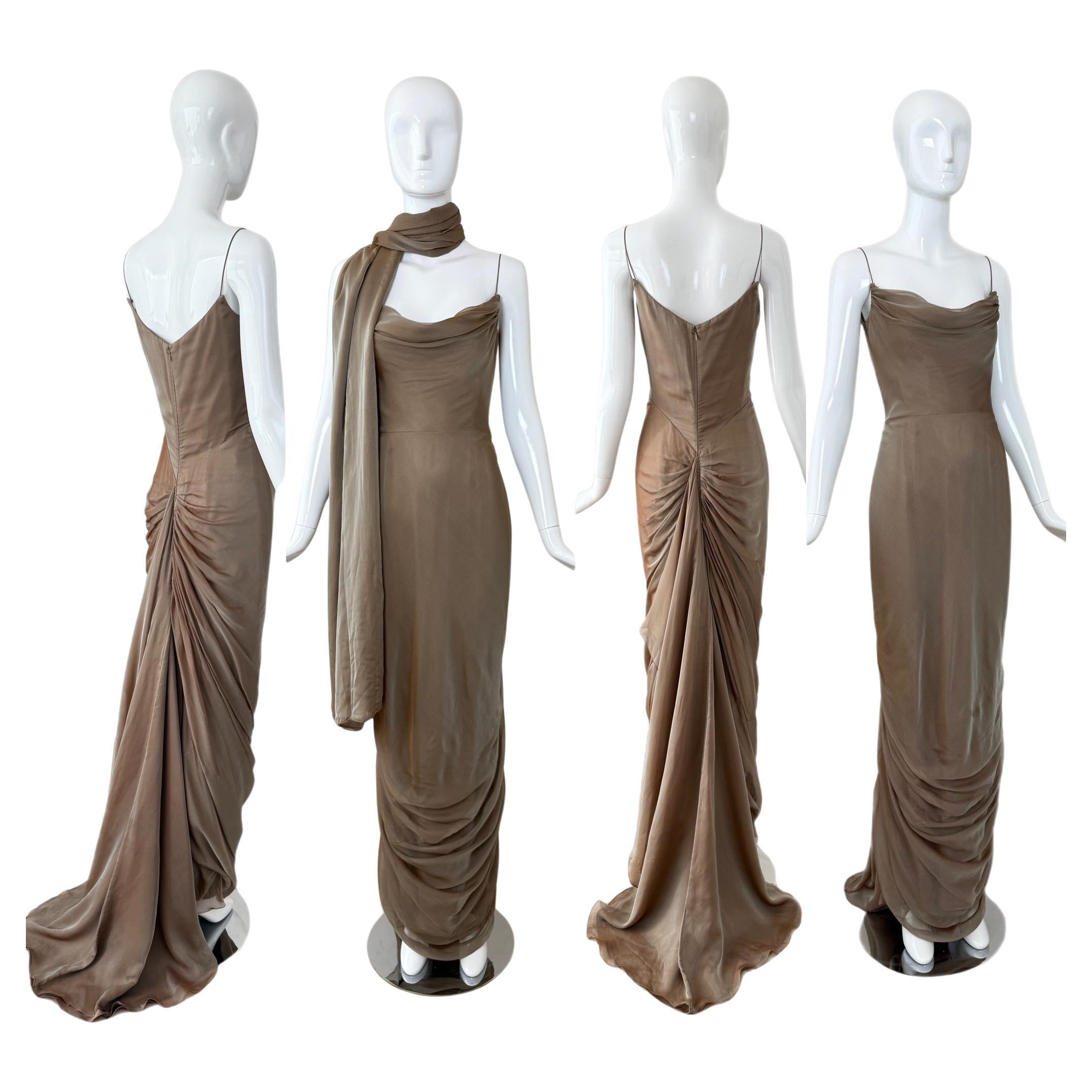 RICHARD TYLER COUTURE 
00 Vintage Silk Boned Gown w. Bustle 
Shawl For Sale