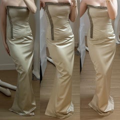 RICHARD TYLER COUTURE 1996 Vintage Champagne Beaded Corset Bridal Wedding