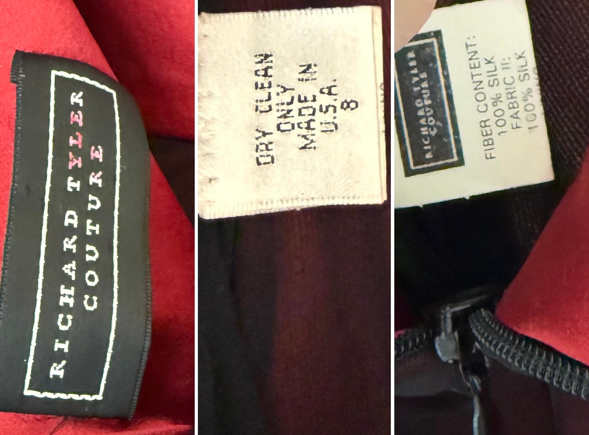 RICHARD TYLER COUTURE 1998 Vintage Seidenkleid in Schwarz + Rot aus Seide im Angebot 6
