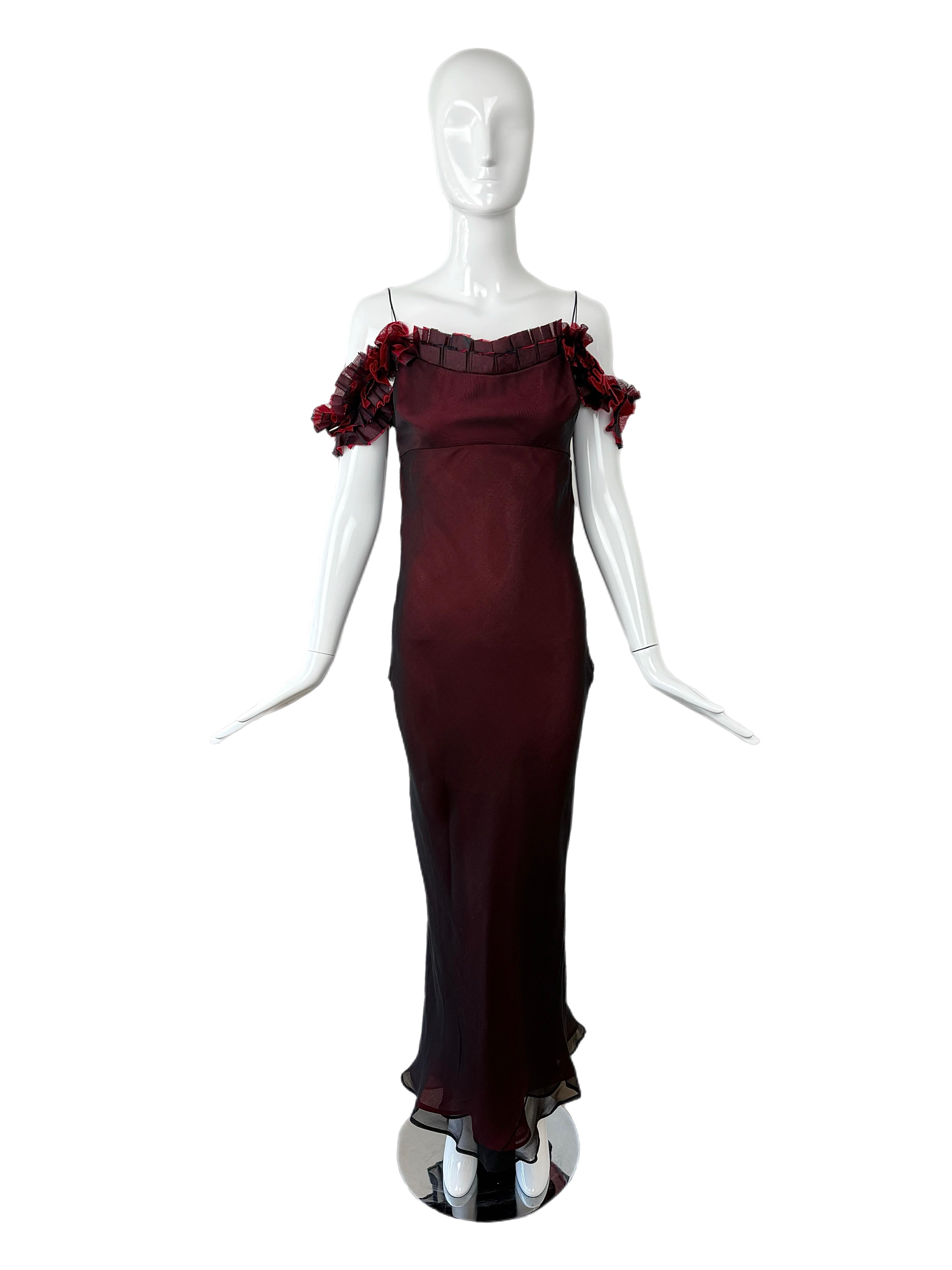 RICHARD TYLER COUTURE 1998 Vintage Seidenkleid in Schwarz + Rot aus Seide im Angebot 2