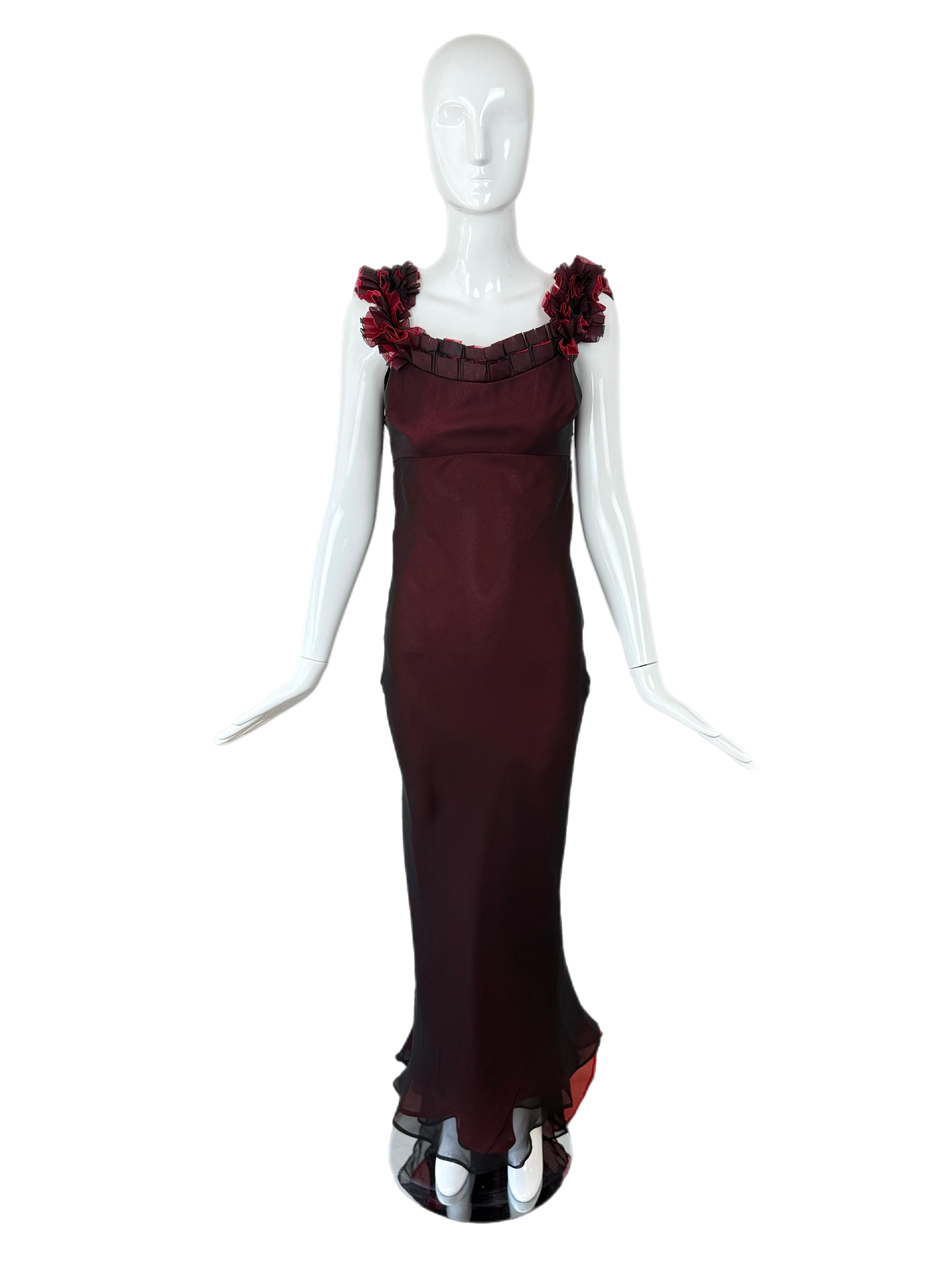 RICHARD TYLER COUTURE 1998 Vintage Seidenkleid in Schwarz + Rot aus Seide im Angebot 3